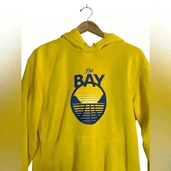 Golden State Warriors The Bay Alt Logo Pullover Hoodie Gold Yellow Air Jordan SM - Picture 1 of 9